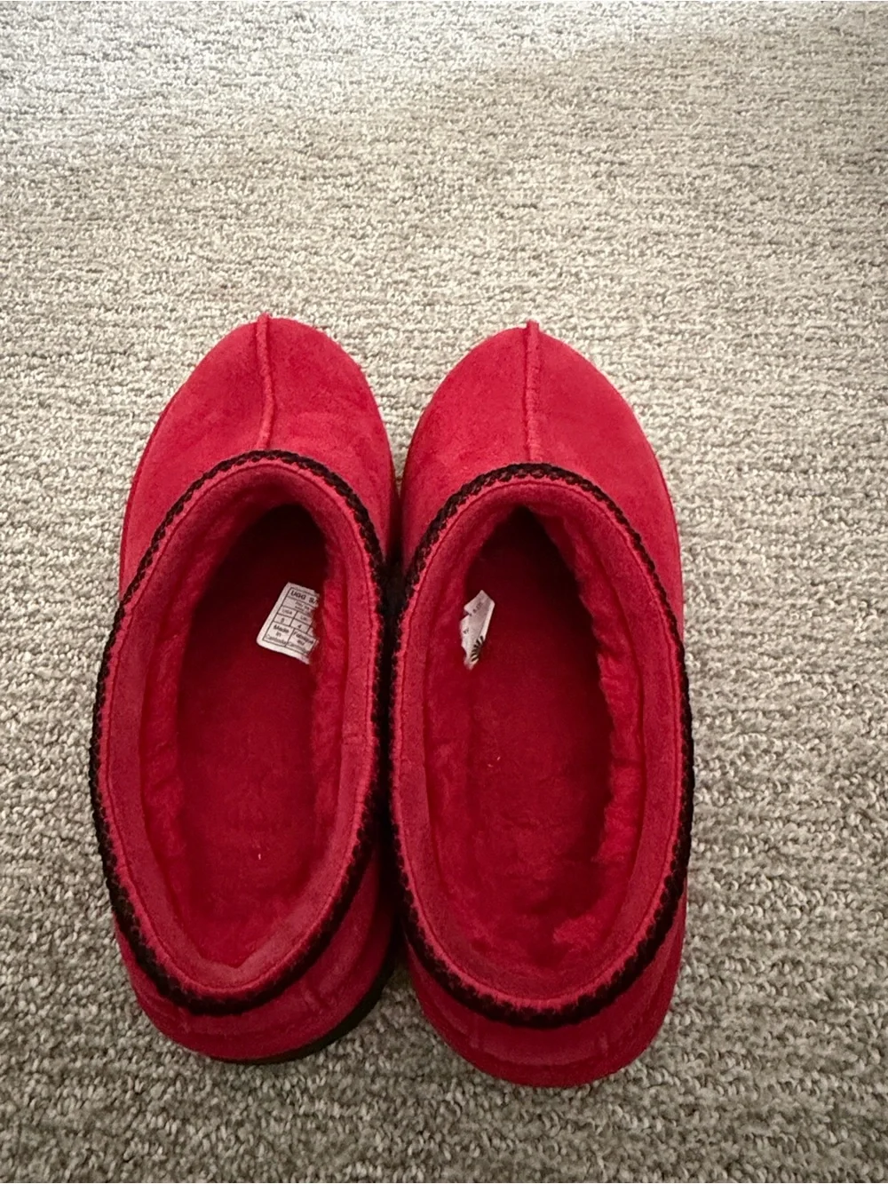 UGG kids Red Suede Slip-On Slippers